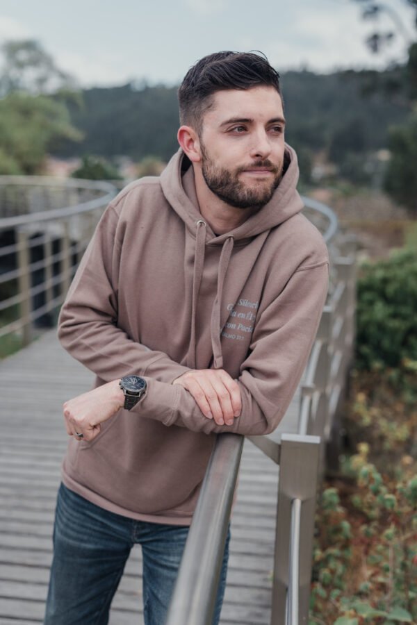 Sudadera con Capucha Unisex - Hoodie Color Latte - "ESPERARÉ"  Salmo 37,7