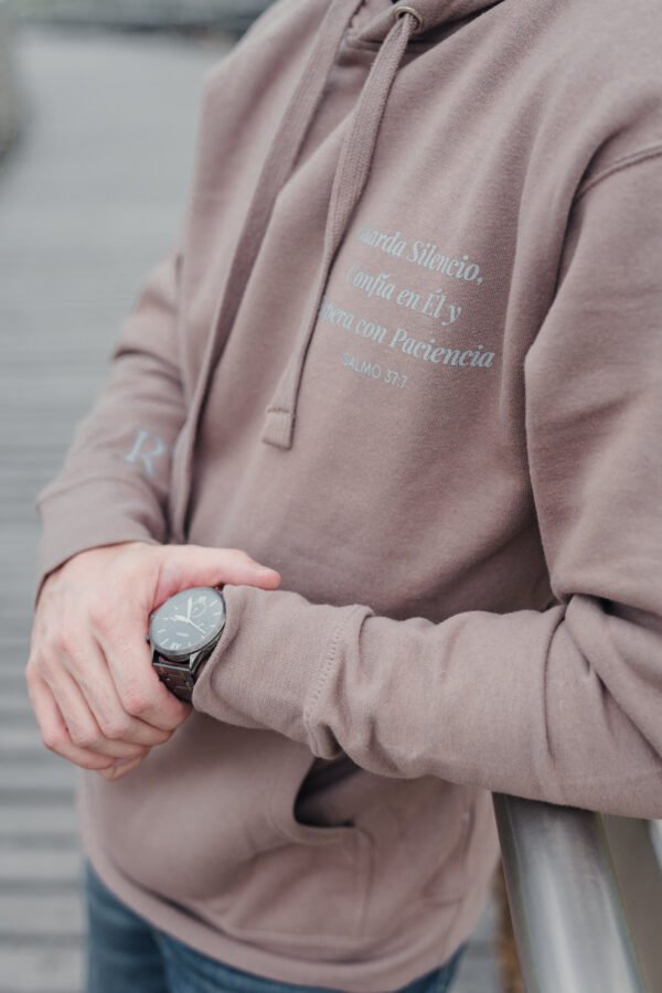 Sudadera con Capucha Unisex - Hoodie Color Latte - "ESPERARÉ"  Salmo 37,7
