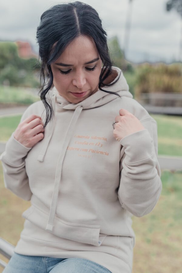 Sudadera con Capucha Unisex - Hoodie Color Bone - "ESPERARÉ" Sal 37,7