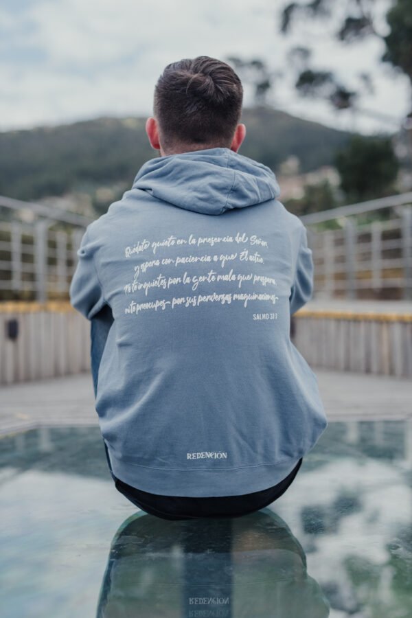 Sudadera con Capucha para Hombres- Blue Jean "ESPERARÉ" Sal. 37,7