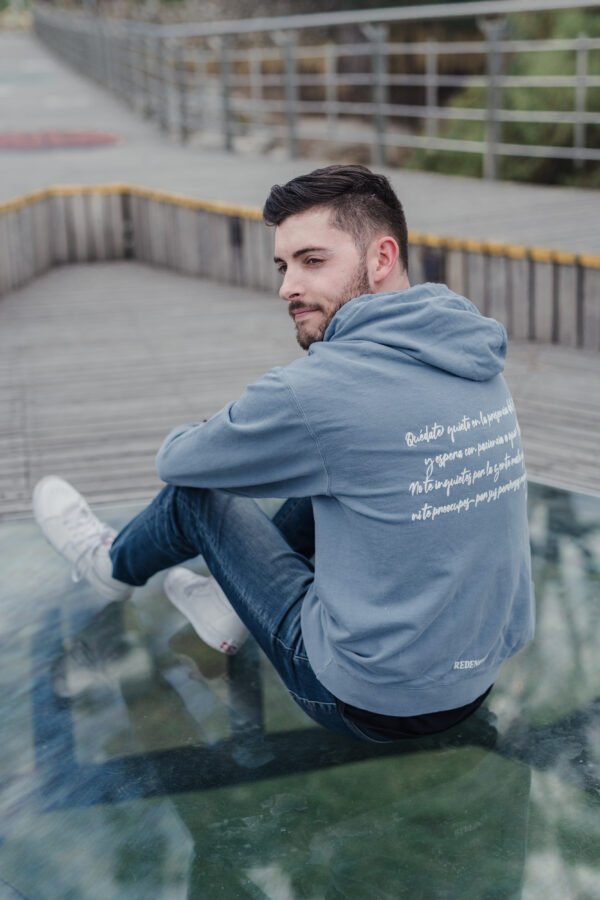 Sudadera con Capucha para Hombres- Blue Jean "ESPERARÉ" Sal. 37,7