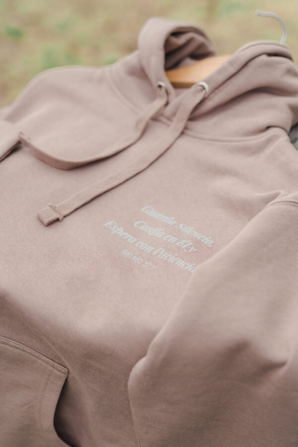Sudadera con Capucha Unisex - Hoodie Color Latte - "ESPERARÉ"  Salmo 37,7