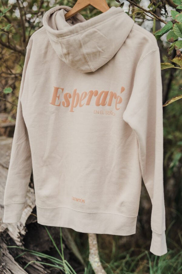 Sudadera con Capucha Unisex - Hoodie Color Bone - "ESPERARÉ" Sal 37,7